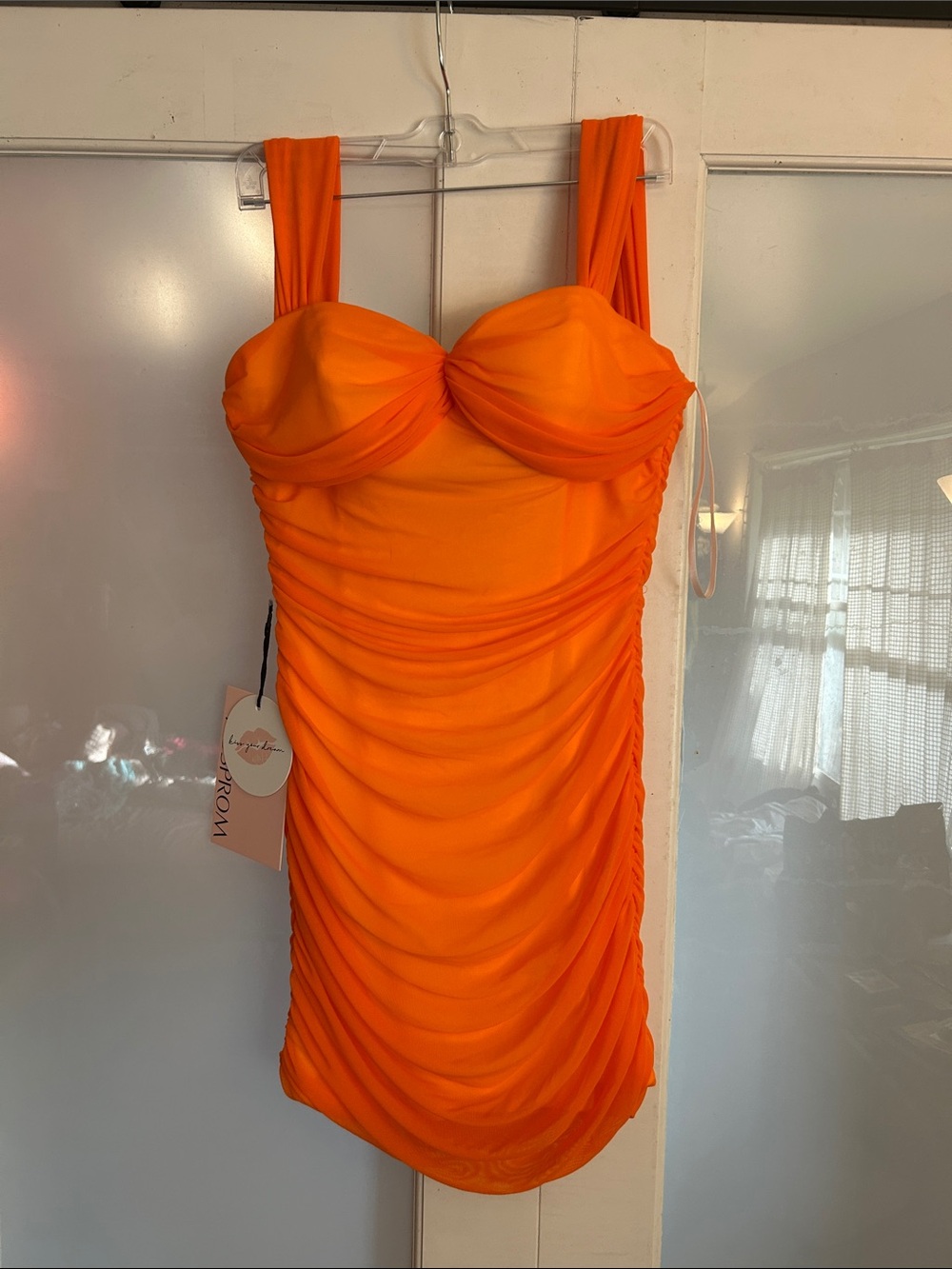 Ruffled Orange Mini Dress